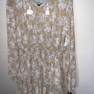 Sheer sleeve floral dress